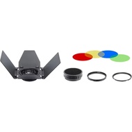 Godox BD-10 Barn door Accessories Kit with Honeycomb Grid and 4 Color Filters for Godox AD300Pro Out