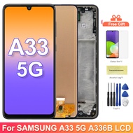 หน้าจอแสดงผล A33 5G สำหรับ Samsung Galaxy A33 5G หน้าจอสัมผัสดิจิทัลสำหรับ A336E A336B พร้อมชุดประกอบเฟรม