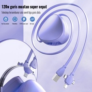 Retractable Fast Charging Data Cable 3in1 Micro USB Type C Fast Charging 120W Charger Cable