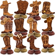 12 PCS Western Cowboy Boots Honeycomb Centerpieces Western Cowboy Boots Birthday Party Decorations C