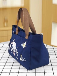 Women's Embroidered Canvas Bag Small Carrying Bag Versatile Handbag Small Cloth Bag Coin Purse Mobile Phone Bag Bag for Working