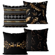 Kit 4 Cushion Covers For Christmas 45x45 - Black and Gold