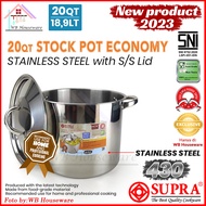 supra stockpot 30qt / 285liter / panci jumbo stainless + tutup / panci sayur