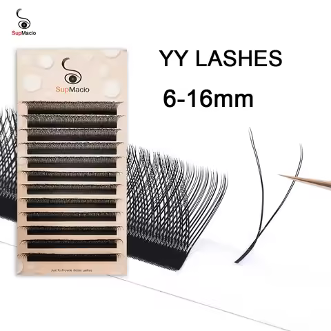 Supmacio YY Lash 16mm Y Shape Eyelashes Extension 2D 6-16mm Two Tip Eyelashes Brazilian Volume Fan L