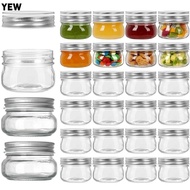 YEW Mason Jars with Sliver Lids, with Regular Mouth Lids Microwave Safe Glass Canning Jars, Reusable