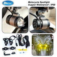 DRXD Motorcycle Spotlight Wtaterproof LED Light Low Beam High Beam Headlight Auxiliary Flashing Spot