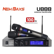 NewBaxs U888 ไร้สาย ไมโครโฟน One for Two 2 Handheld ไมโครโฟน ระยะรับ 100M UHF FM KTV Bar Party Band 