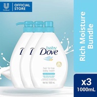 Dove Hair to Toe Bath Rich Moisturizing Baby Soap 1L x3 Bundle