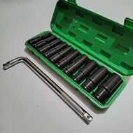 MATA 10 Pcs Impact Socket Wrench Package 8 to 24 mm CH 1/ 2" 6pt CR-V Universal Impact Shock Bit/ + 