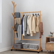 Hanger Floor Bedroom Home Solid Wood Bamboo Coat Rack Simple Hanger Rack Indoor Hanger Single-pole Hanging Clothes Rack Wardrobe