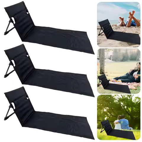 Foldable Camping Chair with Backrest Lightweight Folding Beach Chair No Legs Single Lazy Lounger for