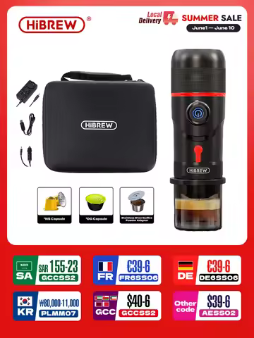 HiBREW Portable Coffee Machine for Car & Home,DC12V Expresso Coffee Maker Fit Nexpresso Dolce Pod Ca