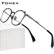 FONEX กรอบแว่นตาไทเทเนียมบริสุทธิ์ผู้ชาย2023ใหม่ F85758แว่นตาแว่นสายตาสั้นแว่นตาสี่เหลี่ยมวินเทจ