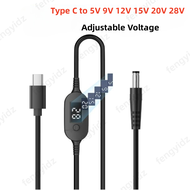 65W 90W 1​40W Type C USB-C PD to DC 5.5X2.5mm Power Supply Cable Cord 5V 9V 12V 15V 20V 28V Ajustabl