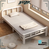 𝐁𝐌𝐙𝐀𝐑 𝙄𝙣 𝙎𝙩𝙤𝙘𝙠 Single Foldable Bed With Board - White 75/100/120cm Portable Office Bed Bedroom