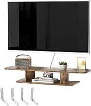 GHC Floating TV Stand, Wall Mounted Entertainment Center and Cabinet Shelf, TV Console with Storage, Media Console for DVD Player, Space-Saving Under TV Shelf for Bedroom (Rustic Brown)