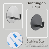 Kapstok Baju Gantungan Cantolan Dinding Pintu Kamar Mandi stainless Model tempel