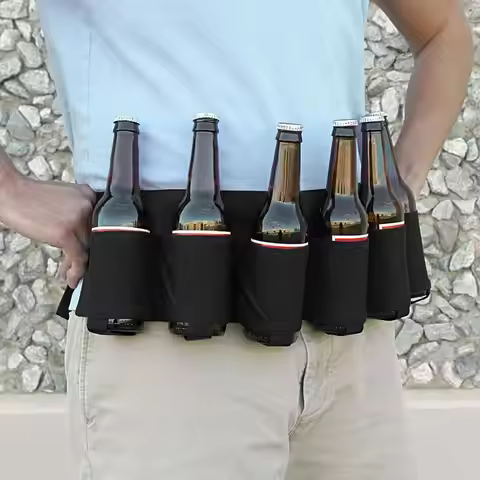 Portable Climbing Camping Hiking Holster 6 Pack Beer Wine Bottle Beverage Soda Can Holster Drink Wai