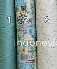 0.5 meter kain bahan katun jepang tokai senko motif bunga biru hijau mint series