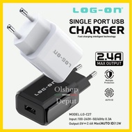 Log ON LO-C27 Fast Adapter Charger 2.4A 12W Single PortUSB Shell Casan