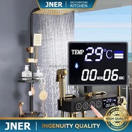 Rain Shower Set Bathroom Shower Digital Display A Full Copper Third Gear Thermostatic Shower Set Pressurized Shower 22cm Head Bathroom Accessories Showerheads Bidet Sprays d12