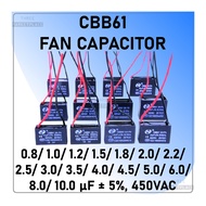 CBB61 Fan Capacitor Ceiling Wall Auto Kapasitor Kipas Angin Motor 1.0 1.2 1.5 1.8 2.0 2.2 2.5 3.0 3.
