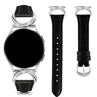 Luxury Leather Watch Band With Diamond C-Shaped Buckle - Compatible Galaxy Watch 7/6/5/4 (40mm/45mm)
