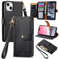 Wallet Case for VIVO V40 V30 V30e V29 V29e SE Pro Lite E 5G Flip Cover Heart Embossed Multi-function