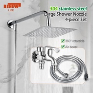 304 Stainless Steel 2-Way Faucet Shower Set with Top Rain Shower, Full Set Rustproof Rain Shower Set