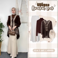 DazzelChic Lebaran Outer Brukat 4in1 Women's Suit (Bella Square + Cuff + Outer + Mermaid Skirt) Kore