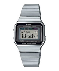 Casio 超薄銀色方形復古跳字錶 A700W-1A