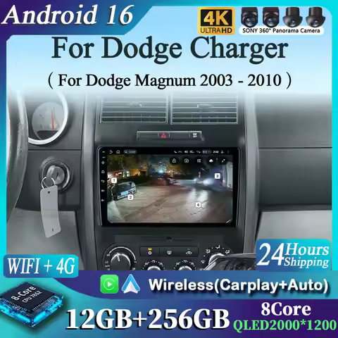 Android 16 CarPlay Auto Car Radio Multimedia navigation video Autoradio Stereo For Dodge Charger 200