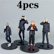 4pcs/set Gojo Satoru Anime Jujutsu Kaisen Action Figure Itadori Yuji Seated Noodle Stopper Model Toy