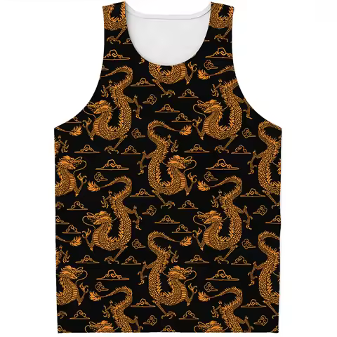 Chinese Dragon Pattern Tank Top Men Women Fashion 3d Print Traditional T Shirts Y2k Tops Summer Vest