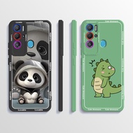 เคสสำหรับ Tecno Pova LE6ลายการ์ตูนน่ารัก TPU แบบนิ่มเหลวไดโนเสาร์เคสโทรศัพท์สี่เหลี่ยมกรอบป้องกันกล้องแบบเต็ม