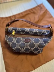 Vintage Celine 凱旋門牛仔飯盒包  Celine Monogram Denim & Leather Shoulder Bag