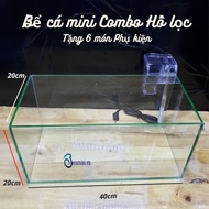 Mini fish tank 40cm - desktop fish tank + filter - combo fish tank with free accessories (N)