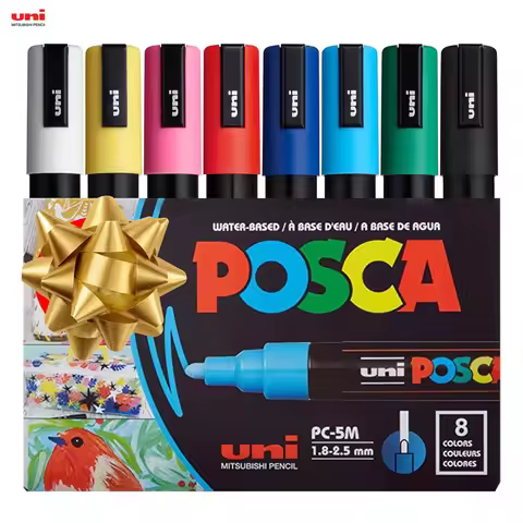 uni POSCA 8-Color Paint Marker Set, PC-5M Medium Painting Markers Pen