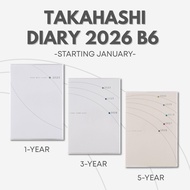 Takahashi B6 Diary 2026 - 1-Year, 3-Year, and 5-Year Versions, Japan Diary/ Journal Stationery
