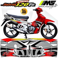 Decal Sticker Striping Variasi Motif Ori Satria R 120 Lumba /Satria R 2Tak Kotak /Suzuki Satria Ru 120 /Satria 2Tak | Lis Satria Lumba/Kotak - Sticker Satria R Lumba-Striping Variasi Satria R 120 2Tak Kotak-Striping Ori Satria R 120 Merah Silver 2002