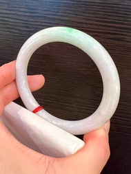 冰種 天然翡翠 緬甸 A玉 玉鐲 • 白底青翡翠圓鐲