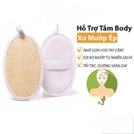 Thin pressed bath sponge for body bath (Luffa/linen)