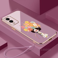 Casing VIVO Y17S VIVO Y15S VIVO Y15A VIVO Y01 Phone Case 2024 New flower girl Silicone pretty Phone Case