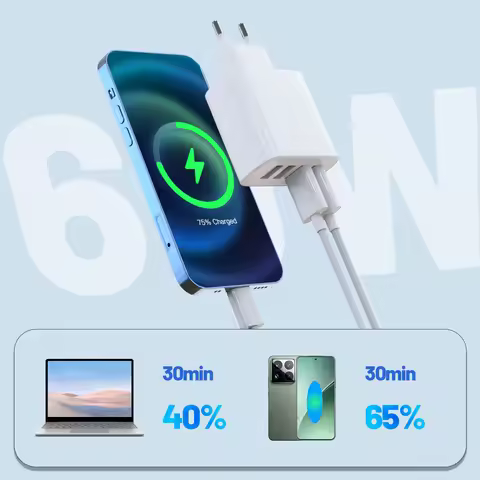 60W 4-Port USB Fast Charger Wall Adapter with QC3.0, for iPhone Samsung iPad Tablet, Simultaneous Ch