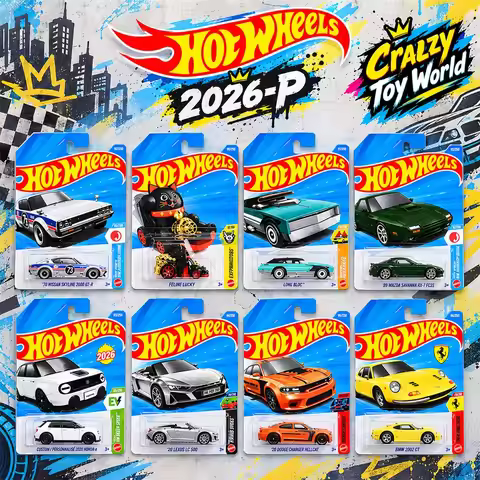 Hot Wheels 2026-P Case,Feline Lucky Mazda RX-7 Audi R8 Ferrari Dino Mitsubishi Starion Nissan Skylin