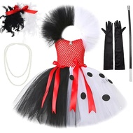 Black and White Cruella Tutu Dress - Halloween Costume for Girls