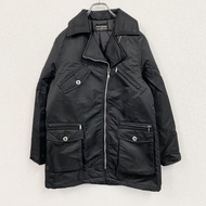 GUESS USA 尼龍雙層騎行夾克，帶襯墊，黑色，M 碼，古著。