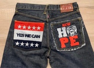 🌟🌟 正版 中古 Rmc 赤猿 《 Red Monkey RK 616390  Yes  we  can 》 刺繡～《炭灰色偏藍》  直腳 redline 牛仔褲💥 jeans 💥💥《特價》  🍥