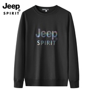 JEEP SPIRIT เสื้อกันหนาวผู้ชายขนาดใหญ่รอบคอแขนยาวกีฬาเสื้อกันหนาวผ้าฝ้ายบางหลวมเสื้อกันหนาว