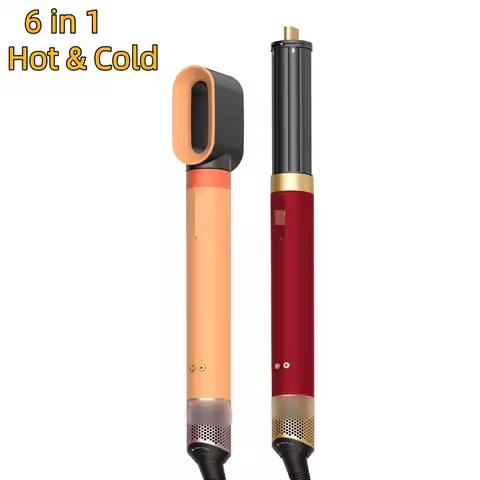 Professional 6 in 1 Cold Hot Air Styling Brush Hair Dryer Curling Iron Straightener Flat Iron 1700W 